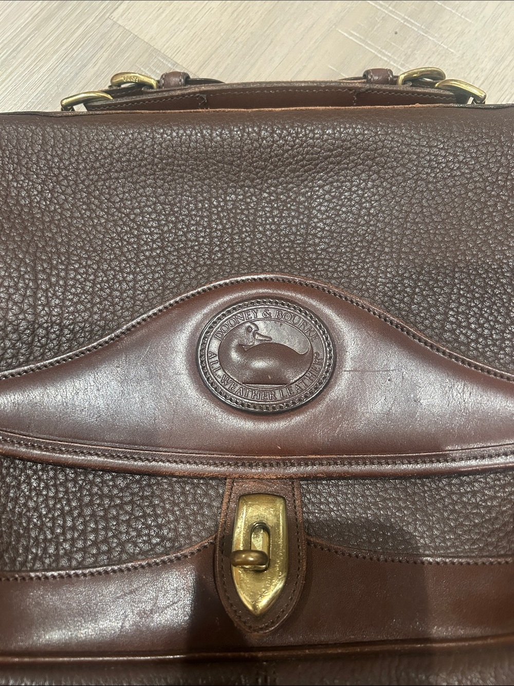 Vintage Dark Brown Leather Dooney & Bourke Crossbody Satchel - Picture 2 of 15
